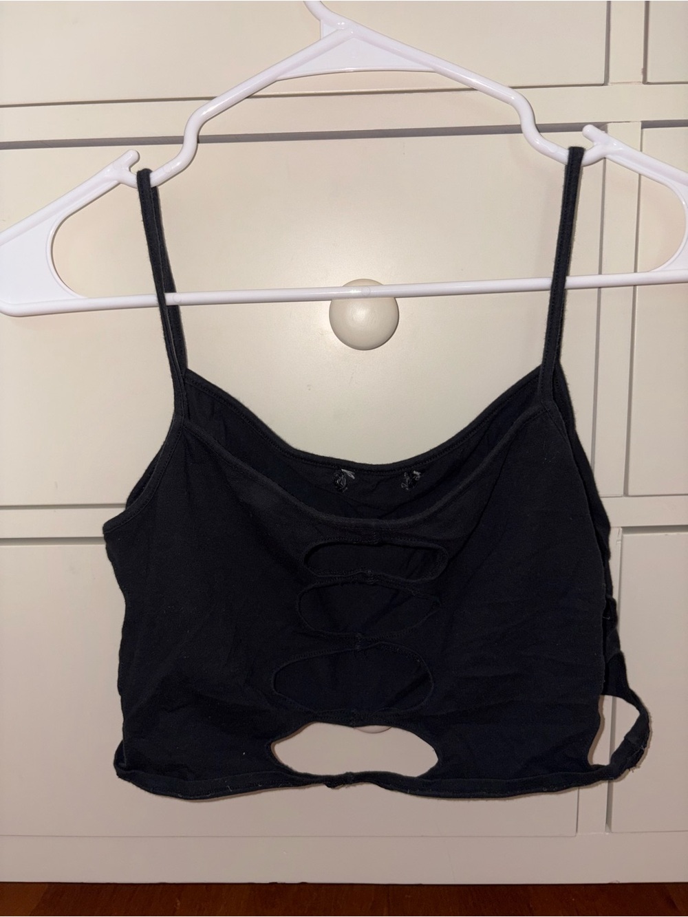 Black Crop Camisole Tank with Cutouts - Women